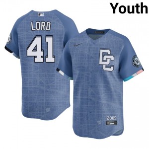 Nationals Brad Lord #41 Blue Youth City Connect Jersey | Stitch Licensed Baseball Uniform 70636065
