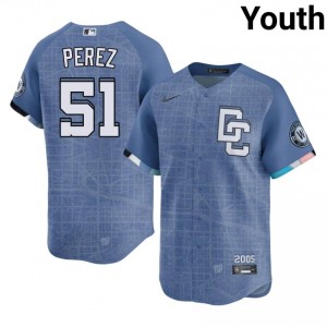 #51 Cionel Perez Gameday Youth City Connect Baseball Jersey | Nationals Blue Fan Gear 33291118