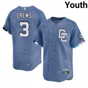 Nationals Dylan Crews #3 Blue Youth City Connect Jersey | Stitch Replica Baseball Uniform 90651026