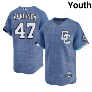 Nationals Howie Kendrick #47 Blue Youth City Connect Jersey | Stitch Licensed Baseball Uniform 76182085