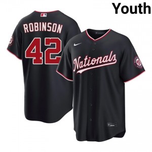 Exclusive Jackie Robinson #42 Navy Baseball Embroidery Jersey | Washington Nationals Youth Collection Edition 66052229