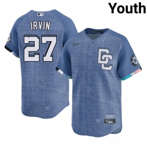 Nationals Jake Irvin #27 Blue Youth City Connect Jersey | Stitch Replica Baseball Uniform 98526741