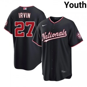 Iconic Jake Irvin #27 Navy Baseball Embroidery Jersey | WAS Youth Collection Edition 83467373