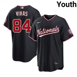 Iconic Jorbit Vivas #84 Navy Baseball Embroidery Jersey | WAS Youth Collection Edition 62478818